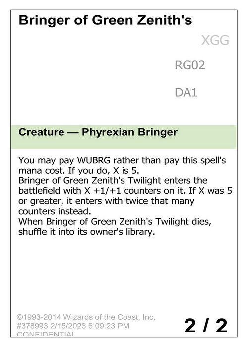 Bringer of Green Zenith's Twilight (UNK-RG02A) - Unknown Event