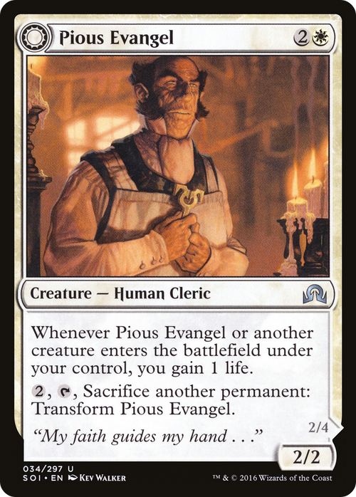 Pious Evangel (SOI-034) - Shadows over Innistrad: (Double Faced Transform) Foil