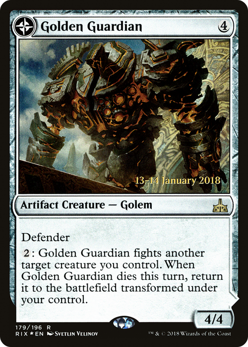 Golden Guardian (PRE-179S) - Rivals of Ixalan Promos: (compasslanddfc) Foil