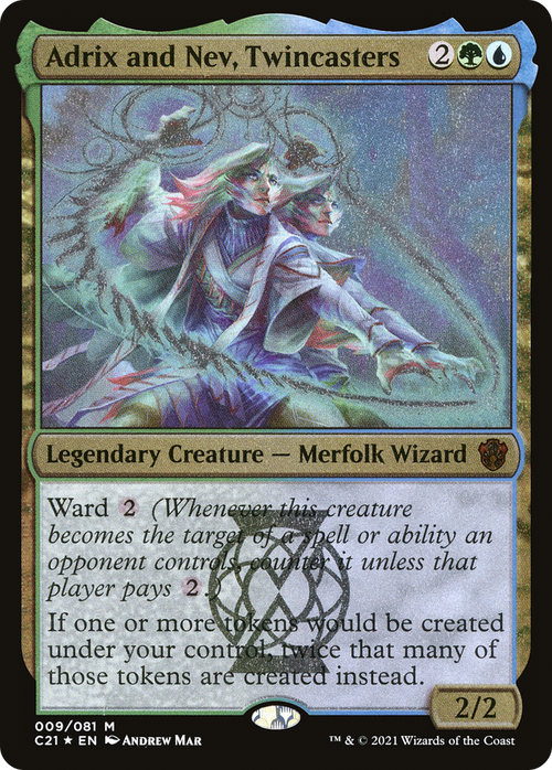 Adrix and Nev, Twincasters (Display Commander) - Thick Stock (C21-009) - Commander 2021 Display Commanders Etched Foil