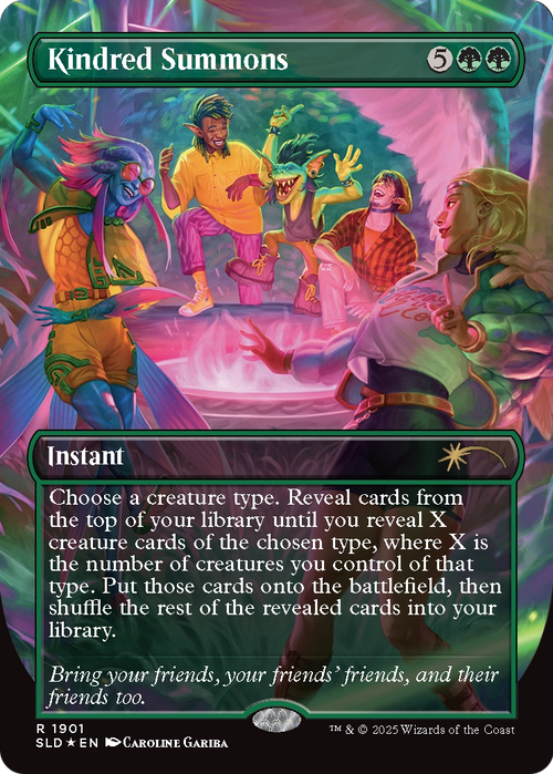 Kindred Summons (Double Rainbow Foil) (SLD-1901) - Secret Lair Drop (Borderless) Foil