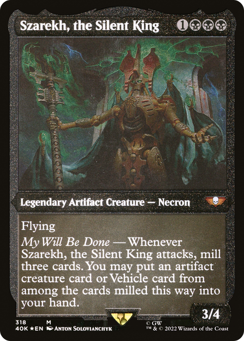 Szarekh, the Silent King (Display Commander) (Foil Etched) - Thick Stock (40K-318) - Warhammer 40,000 Commander Foil