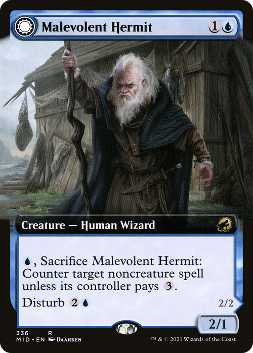 Malevolent Hermit (Extended Art) (MID-336) - Innistrad: Midnight Hunt: (Extended Art, Double Faced Transform)