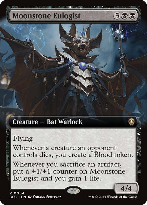 Moonstone Eulogist (Extended Art) (BLC-054) - Bloomburrow Commander: (Extended Art)