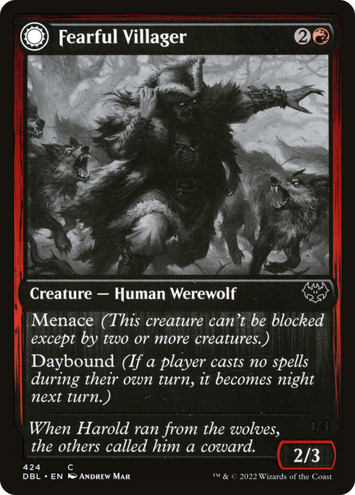 Fearful Villager (DBL-424) - Innistrad: Double Feature: (Double Faced Transform) Foil