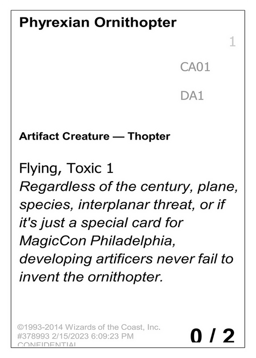 Phyrexian Ornithopter (UNK-) - Unknown Event