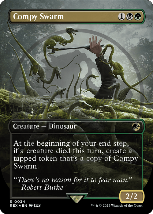 Compy Swarm (Borderless) (Emblem) (REX-034) - Jurassic World Collection Foil