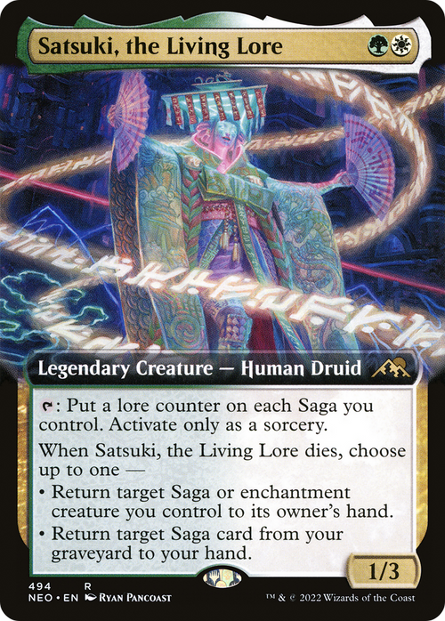 Satsuki, the Living Lore (Extended Art) (NEO-494) - Kamigawa: Neon Dynasty: (Extended Art)