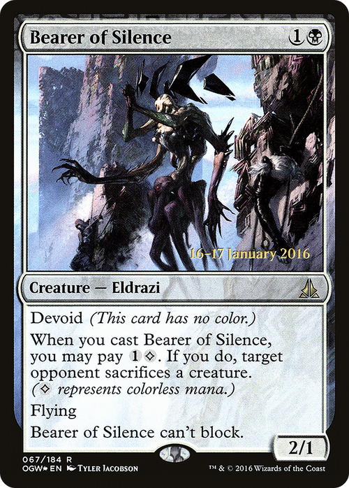 Bearer of Silence (PRE-67S) - Oath of the Gatewatch Promos: (devoid) Foil