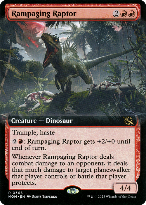 Rampaging Raptor (Extended Art) (MOM-366) - March of the Machine: (Extended Art) Foil