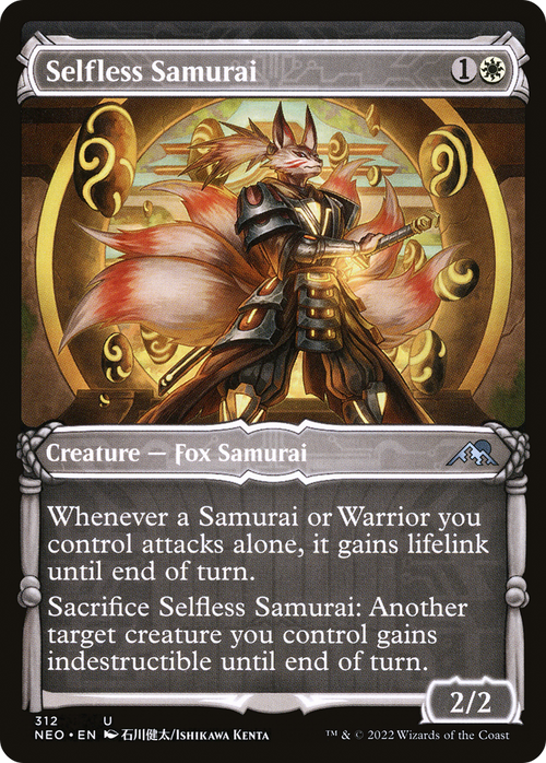 Selfless Samurai (Showcase) (NEO-312) - Kamigawa: Neon Dynasty: (Showcase) Foil