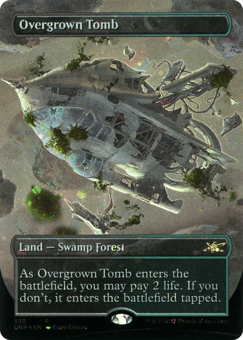 Overgrown Tomb (Borderless) (Galaxy Foil) (UNF-535) - Unfinity Foil