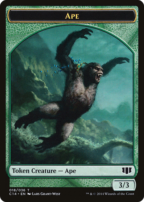 Ape // Zombie (Blue) Double-sided Token (C14-018) - Commander 2014 Tokens