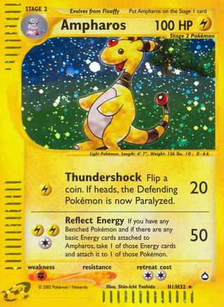 Ampharos (H1)  - Holofoil Aquapolis - Holo Rare