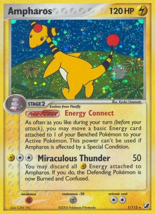 Ampharos  - Reverse Holofoil Unseen Forces - Holo Rare