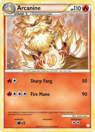 Arcanine 001  - Reverse Holofoil HeartGold SoulSilver - Holo Rare