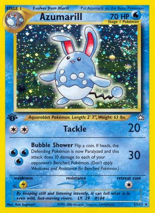 Azumarill 002  - 1st Edition Holofoil Neo Genesis - Holo Rare