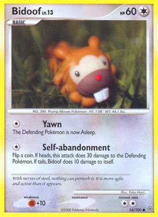 Bidoof 054  - Reverse Holofoil Stormfront - Common