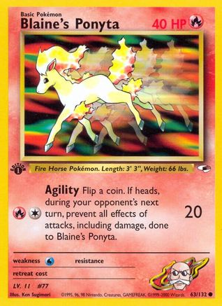 Blaine's Ponyta 063  - 1st Edition Gym Heroes - Common