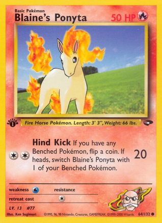 Blaine's Ponyta 064  - 1st Edition Gym Challenge - Common