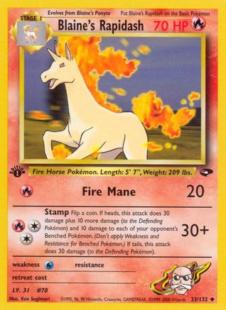 Blaine's Rapidash 033  - 1st Edition Gym Challenge - Uncommon