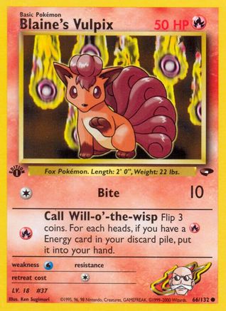 Blaine's Vulpix 066  - 1st Edition Gym Challenge - Common