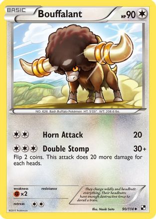 Bouffalant (90)  - Reverse Holofoil Black and White - Uncommon