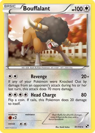 Bouffalant (91)  - Reverse Holofoil Black and White - Rare