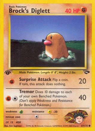 Brock's Diglett 067  - 1st Edition Gym Challenge - Common