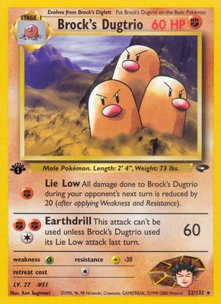 Brock's Dugtrio 022  - 1st Edition Gym Challenge - Rare