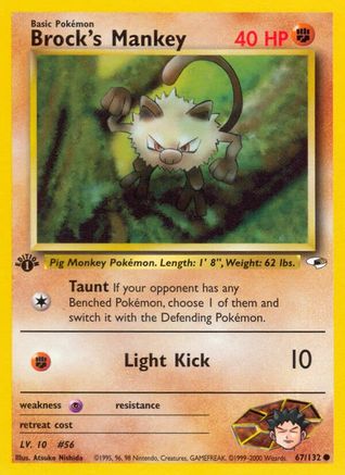 Brock's Mankey (67) (67) 067  - 1st Edition Gym Heroes - Common