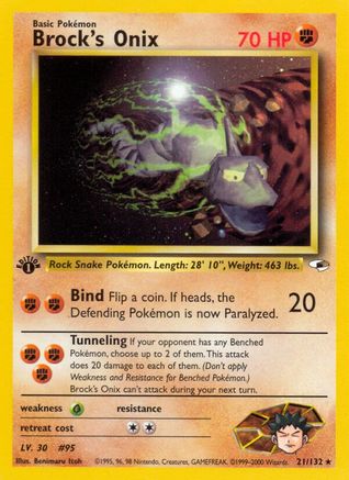 Brock's Onix (21) (21) 021  - 1st Edition Gym Heroes - Rare