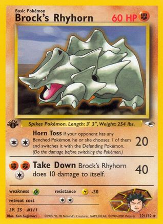 Brock's Rhyhorn (22) (22) 022  - 1st Edition Gym Heroes - Rare