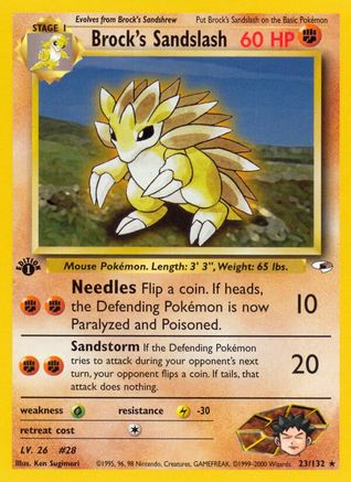 Brock's Sandslash 023  - 1st Edition Gym Heroes - Rare