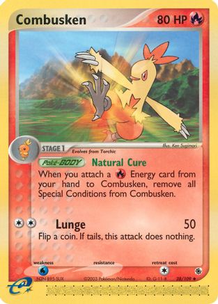 Combusken - 28/109/109  - Reverse Holofoil Ruby and Sapphire - Uncommon