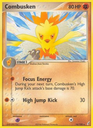 Combusken - 016/100/100  - Reverse Holofoil Crystal Guardians - Rare