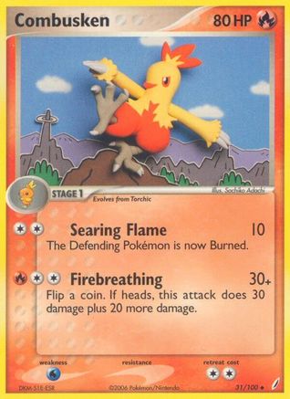 Combusken - 031/100/100  - Reverse Holofoil Crystal Guardians - Uncommon