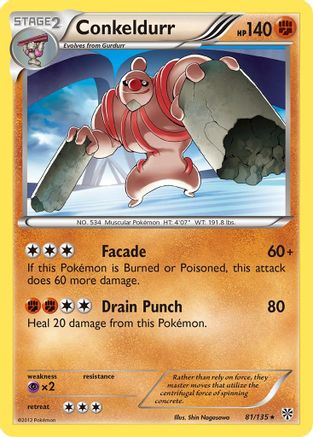 Conkeldurr  - Reverse Holofoil Plasma Storm - Rare