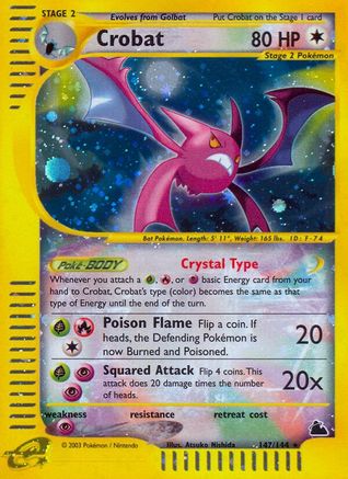 Crobat (147)  - Reverse Holofoil Skyridge - Secret Rare