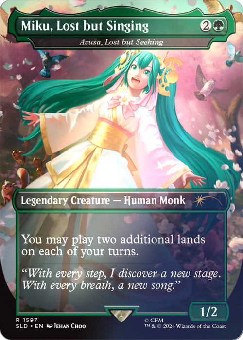 Miku, Lost but Singing - Azusa, Lost but Seeking (Rainbow Foil) (SLD-1597) - Secret Lair Drop / Miku, Lost but Singing (Borderless) Foil