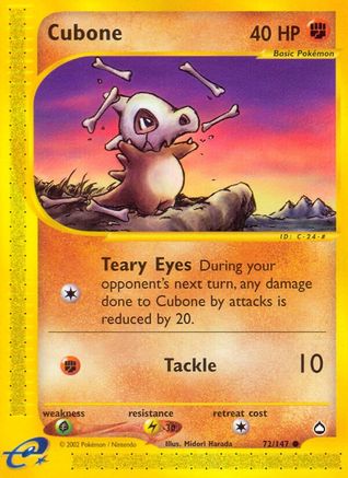Cubone 072  - Reverse Holofoil Aquapolis - Common