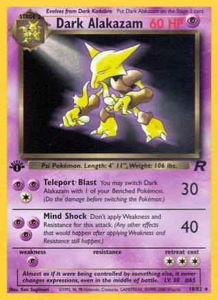 Dark Alakazam (18) (18) 018  - 1st Edition Team Rocket - Rare