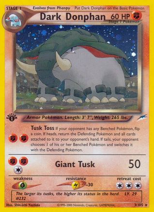 Dark Donphan  - 1st Edition Holofoil Neo Destiny - Holo Rare