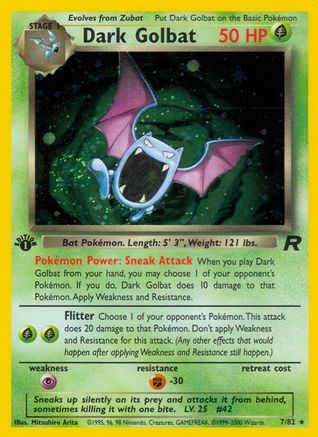 Dark Golbat (7) (7) 007  - 1st Edition Holofoil Team Rocket - Holo Rare