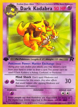 Dark Kadabra 039  - 1st Edition Team Rocket - Uncommon