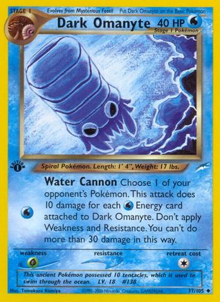 Dark Omanyte 037  - 1st Edition Neo Destiny - Uncommon