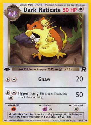 Dark Raticate 051  - 1st Edition Team Rocket - Common