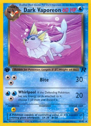 Dark Vaporeon 045  - 1st Edition Team Rocket - Uncommon