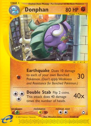 Donphan  - Reverse Holofoil Aquapolis - Rare
