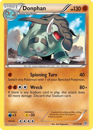 Donphan  - Reverse Holofoil Plasma Storm - Uncommon